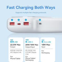 Išorinė baterija USB 20000MAH 22.5W / Juoda FHLB0 VENTION