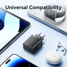 MOBILAUS ĮKROVIKLIS SIENINIS 65W USB / 3P JUODAS FERB0-EU VENTION MOBILAUS ĮKROVIKLIS SIENINIS 65W USB / 3P JUODAS FERB0-EU VENTION