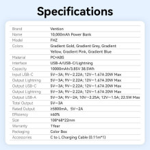 POWER BANK USB 10000MAH 22.5W / GRAY FHZM0 VENTION