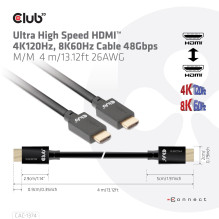HDMI KABELIS Į HDMI 4M / M / M CAC-1374 CLUB3D