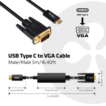 CLUB3D USB-C Į VGA JUNGTIS 5M / M / M CAC-1512 CLUB3D USB-C Į VGA JUNGTIS 5M / M / M CAC-1512