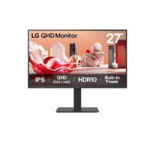 LCD Monitor, LG, 27 ", 2560 x 1440 pixels, Quad HD, Native aspect ratio 16:9, LCD, Flat, 27BA54QB-B