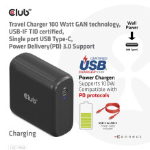 MOBILE TRAVEL CHARGER USB-C / 100W CAC-1908EU CLUB3D