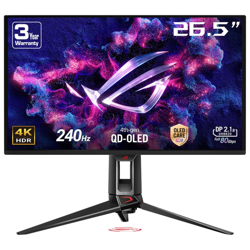 Monitorius, ASUS, 26,5 colio, 3840 x 2160 pikselių, 4K Ultra HD, natūralus kraštinių santykis 16:9, QD-OLED, plokščias, 
