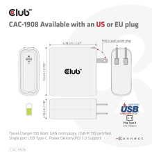 MOBILE TRAVEL CHARGER USB-C / 100W CAC-1908EU CLUB3D
