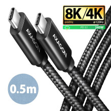 CABLE USB-C TO USB-C 0.5M 240W / 8K BLACK BUCM4X-CM05AB AXAGON