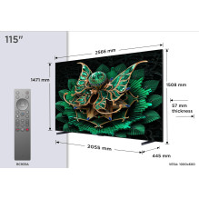 TV Set, TCL, 115 ", 4K Ultra HD, 3840 x 2160 pixels, Flat, 16:9, QD-Mini LED, 115C7K