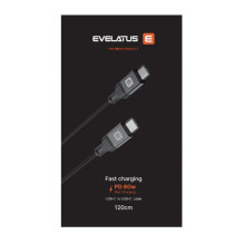 Evelatus Evelatus Coiled Cable USB C to USB C Cable 1.2M 60W 20V / 3A Aluminum housing braiding Black Evelatus Evelatus Coiled Cable USB C to USB C Cable 1.2M 60W 20V / 3A Aluminum housing braiding Black