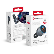 „Forcell F-Energy Alu“ automobilio įkroviklis 2 x C tipo + USB A PD QC4.SFC 2.0 4.5A 85W