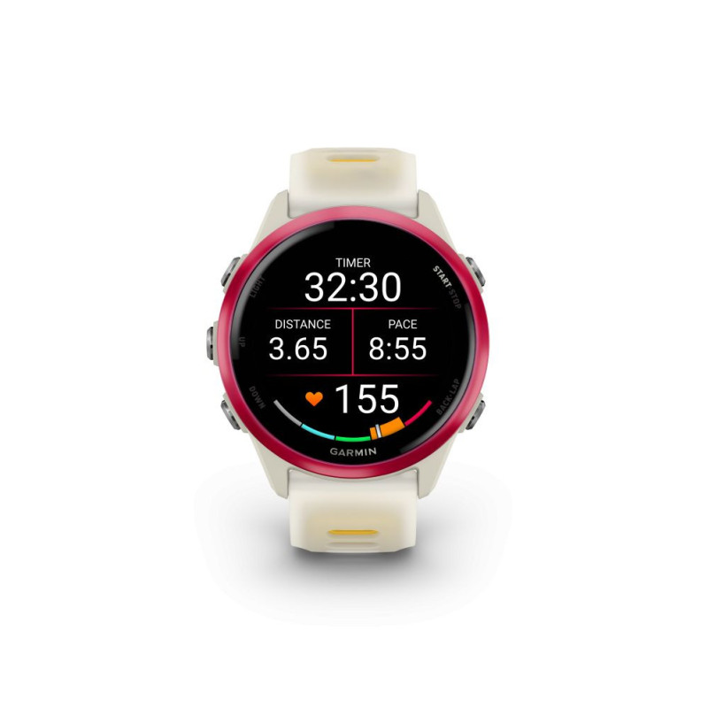 „Garmin Forerunner 570“ – 42 mm, WiFi, GPS, WW, kaulo / aviečių / mango spalvos