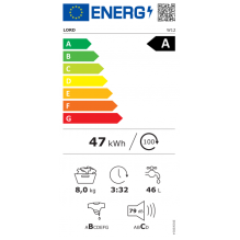 Skalbimo mašina su garų programa 8 kg. Lord W12