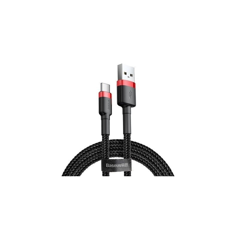 Cable USB A - USB C BASEUS CATKLF-B91 (1.0m, QC3.0, nylon, red / black)