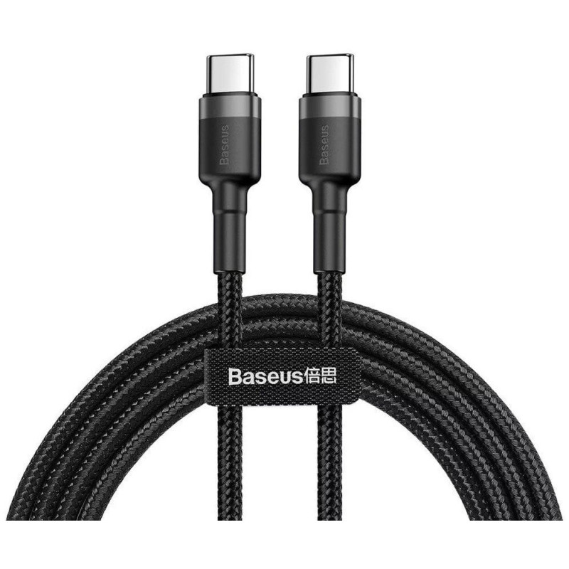 Cable USB C - USB C BASEUS CATKLF-HG1 (2.0m, QC3.0, nylon, gray / black)