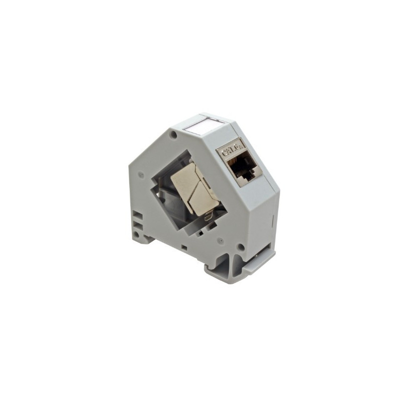 Angled adapter for RJ45 keystone jack (DIN rail mountable)