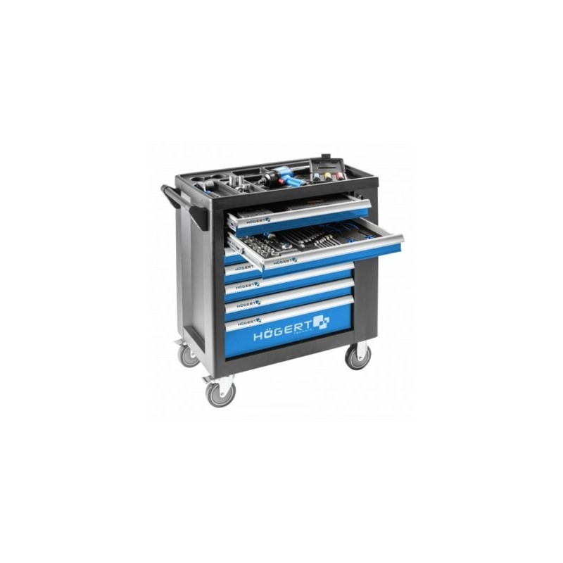 Tool trolley HOGERT HT7G049 with wheels (7 drawers, side doors, without tools)