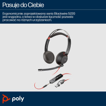 POLY Blackwire C5220 USB-C ausinės + integruotas laidas