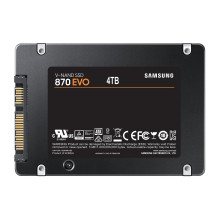 SSD, SAMSUNG, 870 EVO, 4TB, SATA, SATA 3.0, MLC, Rašymo greitis 530 MB/s, Skaitymo greitis 560 MB/s, 2,5', TBW 2400 TB, 