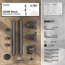 MONITOR ACC DESK MOUNT / 13-34" BLACK D208E-B ONKRON MONITOR ACC DESK MOUNT / 13-34" BLACK D208E-B ONKRON