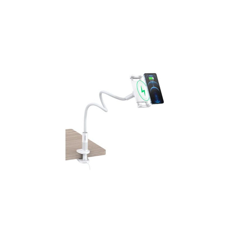 Choetech 2in1 flexible phone holder with wireless charger 10W White