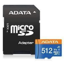 ADATA MEMORY MICRO SDXC 512GB W / AD. / AUSDX512GUICL10A1-RA1 ATMINTINĖ