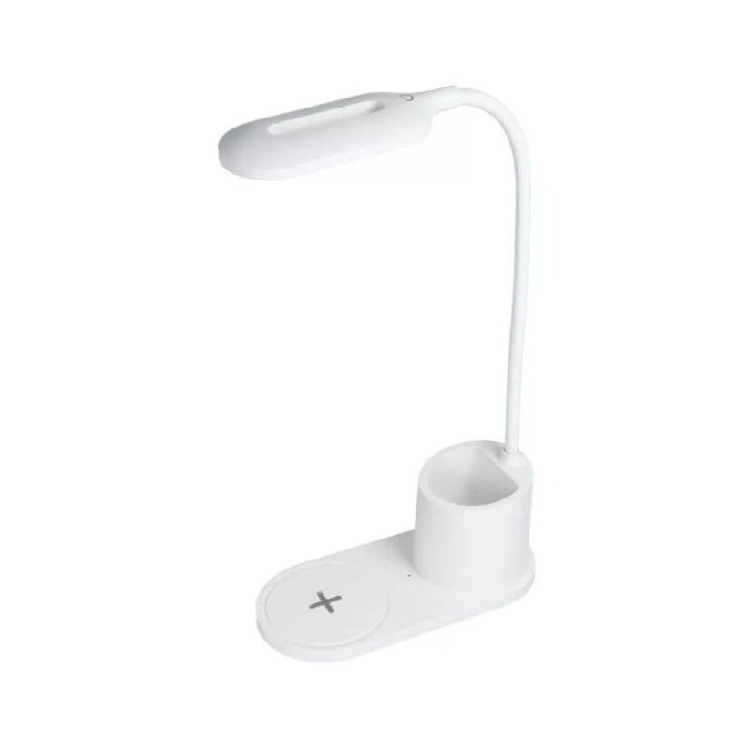 CP X2W 2in1 10W Universal Smartphone Wireless Qi Charger + Flexible Desk Lamp with pen holder White