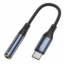 „Yesido YAU38“ aliuminio lydinio nailono USB-C laidas, „Type-C“ – 3,5 mm „Aux Audio Jack“ ausinių laidas, USB, juodas