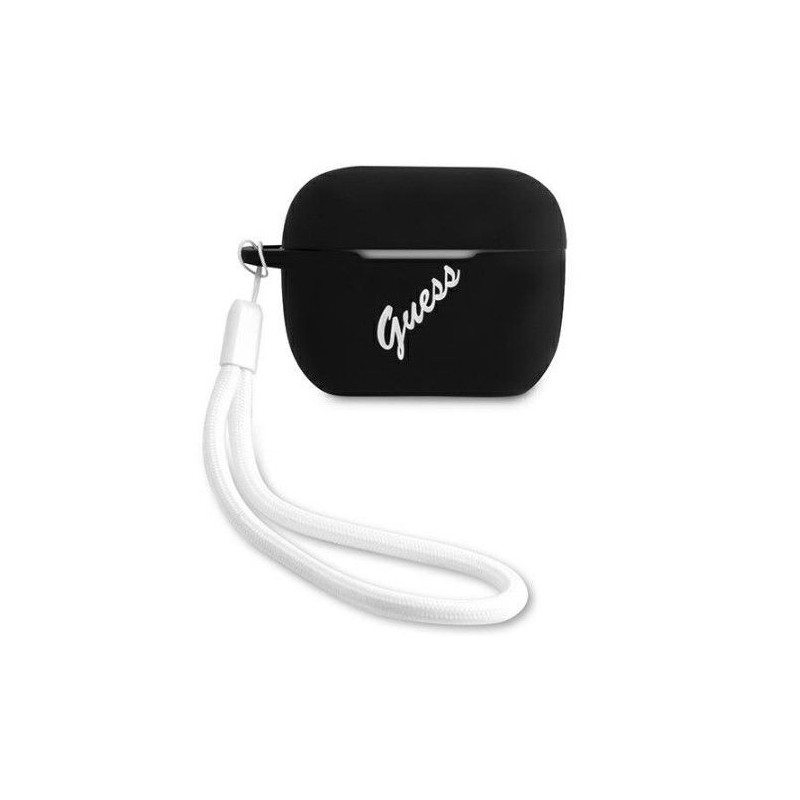 Guess Apple AirPods Pro dėklas silikoninis, juodos spalvos