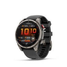 „Garmin Fenix 8 Pro“ – 47 mm, AMOLED, safyro spalvos, titano spalvos su grafito / juodo silikono dirželiu sportinis laik
