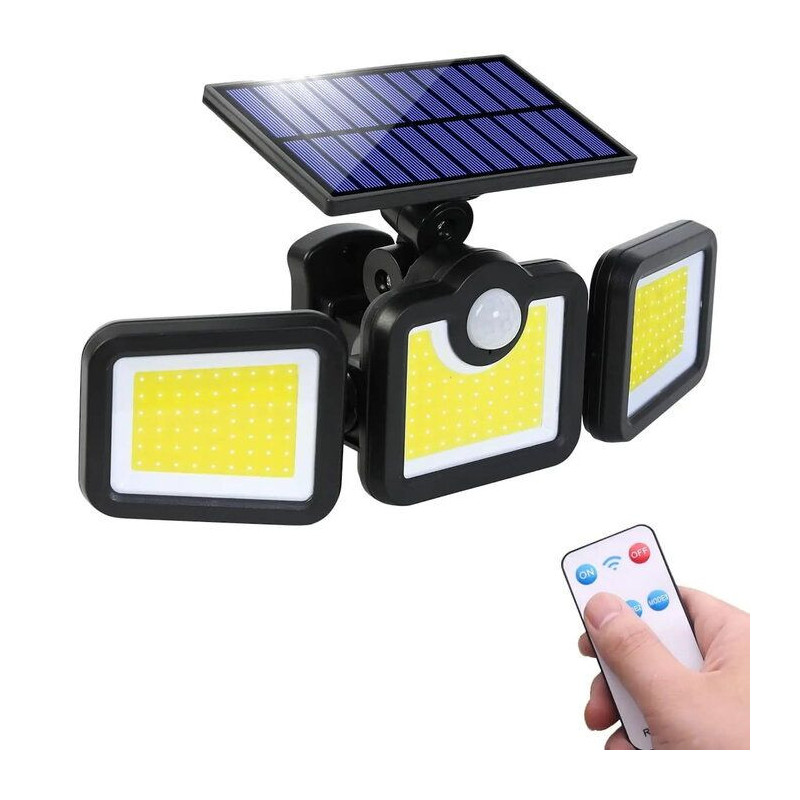 Elight Solar Sensor Wall Light 3in1 LS6 with Motion Sensor, Remote Control &amp; Wired Solar Panel Black