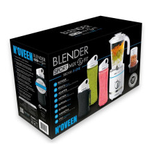 Noveen SB2100 Sport Blender 500W 6 Blades + Pulse + Grinder + LED 2x600ml + 300ml Bottles BPA-Free White