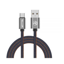 Tellur duomenų kabelis, USB–C tipo, 1 m, džinsinio audinio Tellur duomenų kabelis, USB–C tipo, 1 m, džinsinio audinio