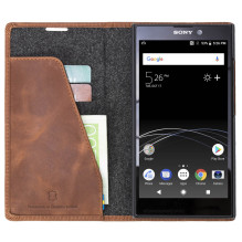 Krusell Sunne 2 kortelių lankstinamas dėklas Sony Xperia L2, konjako spalvos