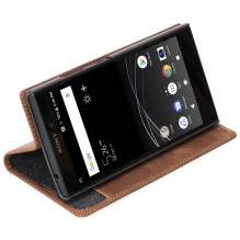Krusell Sunne 2 kortelių lankstinamas dėklas Sony Xperia L2, konjako spalvos