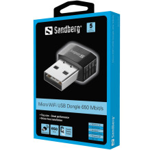 „Sandberg 133-91 Micro WiFi USB“ adapteris, 650 Mb/s
