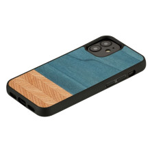 MAN&amp;WOOD dėklas iPhone 12 mini džinsiniam juodos spalvos