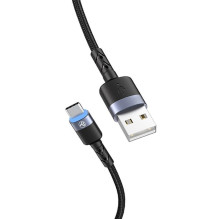 Tellur Data Cable USB to Type-C LED Nylon Braided 1.2m Black Tellur Data Cable USB to Type-C LED Nylon Braided 1.2m Black