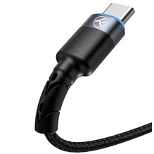 „Tellur“ duomenų kabelis USB su C tipo LED nailoniniu pintu 1,2 m juodu