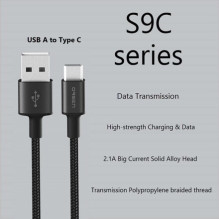 Orsen S9C USB A ir Type C 2.1A 1m juodas