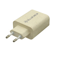 Tellur Green 38W dviejų prievadų įkroviklis Type-C PD20W + USB QC3.0, kreminis