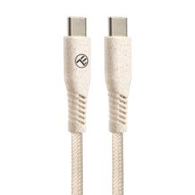 Tellur Green Data Cable Type-C į Type-C 3A PD60W 1m nailono kremas