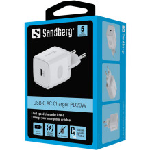 Sandberg 441-42 USB-C kintamosios srovės įkroviklis PD20W Sandberg 441-42 USB-C kintamosios srovės įkroviklis PD20W
