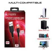 Subsonic Supersoft įkrovimo kabelis USB-C, skirtas PS5 / Xbox / Switch