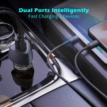 Tellur FCC10 automobilinis įkroviklis 38W, 6A (PD20W + QC3.0) juodas