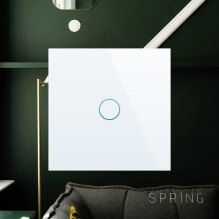 „Spring One Gang“, „One Way Touch Switch“, baltas stiklas