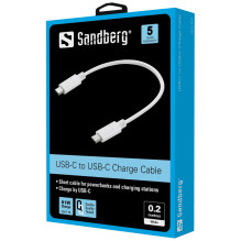Sandberg 136-30 USB-C į USB-C įkrovimo kabelis Baltas, 0,2M