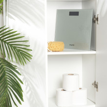 Salter 9037 SVGL3RCFXAS Glitter Glass Personal Bathroom Scale - Silver