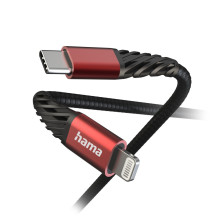 Hama 00201541 Extreme Charging Cable USB-C - Lightning 1.5m Nylon black / red Hama 00201541 Extreme Charging Cable USB-C - Lightning 1.5m Nylon black / red