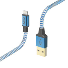 Hama 00201553 Reflective Charging Cable, USB-A - Lightning 1.5m Nylon blue Hama 00201553 Reflective Charging Cable, USB-A - Lightning 1.5m Nylon blue