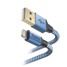 Hama 00201553 Reflective Charging Cable, USB-A - Lightning 1.5m Nylon blue Hama 00201553 Reflective Charging Cable, USB-A - Lightning 1.5m Nylon blue