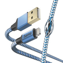 Hama 00201553 atspindintis įkrovimo laidas, USB-A – žaibiškas 1,5 m nailono mėlynas Hama 00201553 atspindintis įkrovimo laidas, USB-A – žaibiškas 1,5 m nailono mėlynas